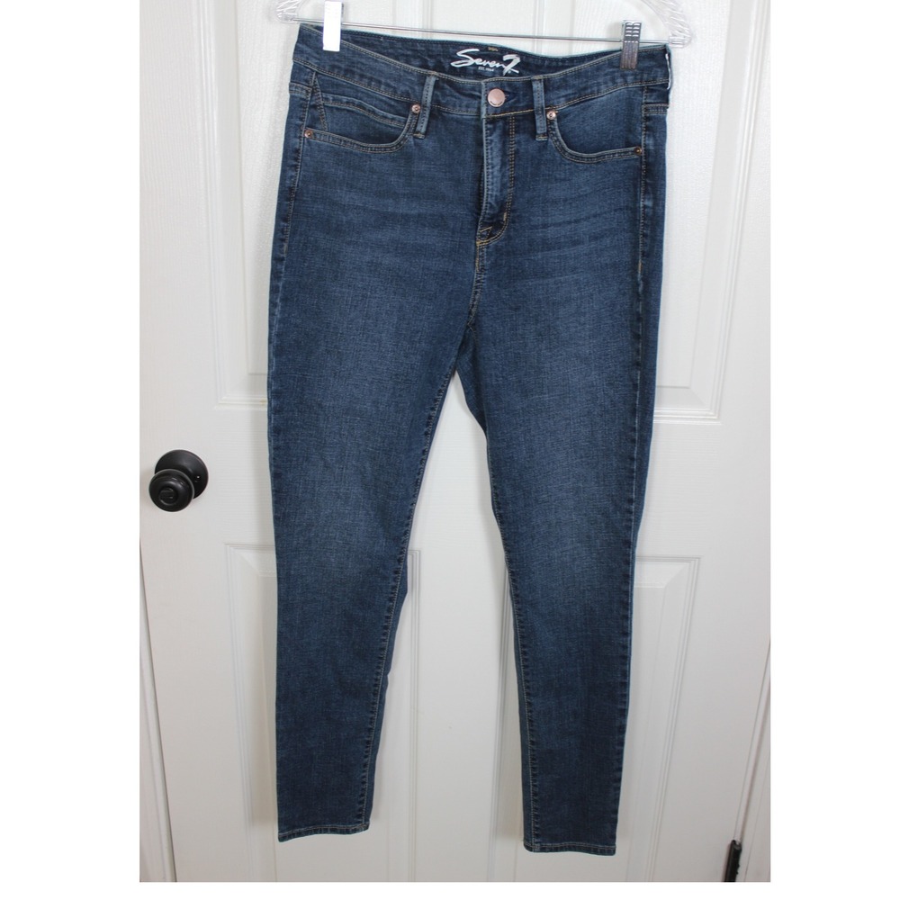 Seven 7 Jeans Womens Size 6 Blue Denim High Rise Skinny Casual Pants